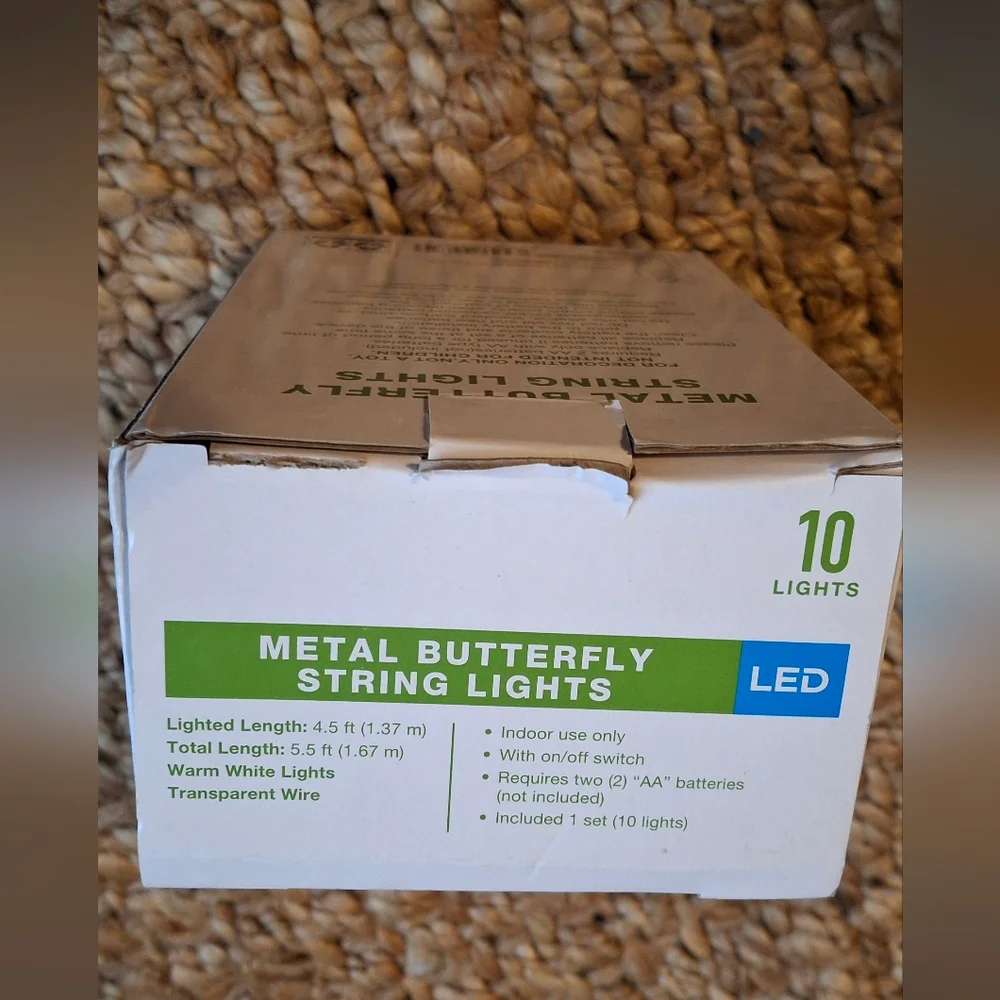 Metal Butterfly String Lights 10 Lights Fairycore Garden Room Cottagecore
